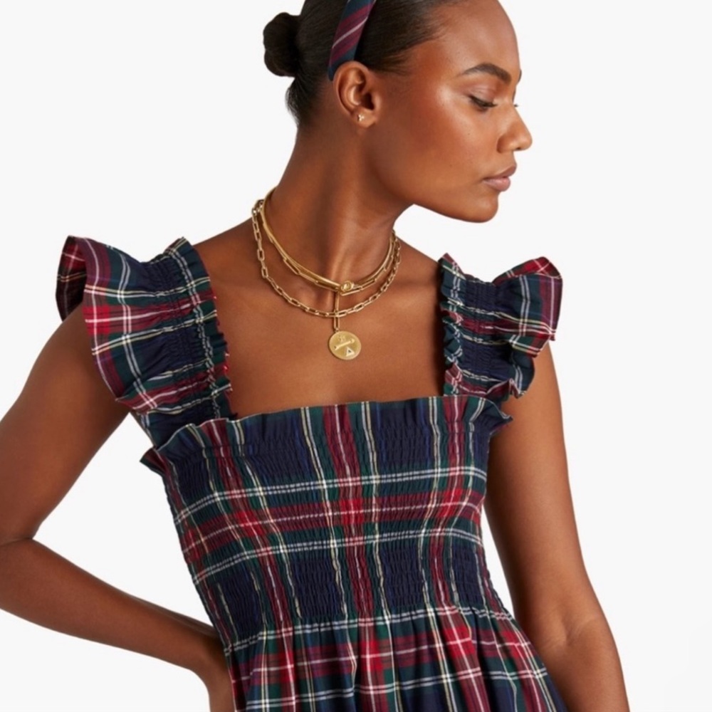 🆕NWOT HILL HOUSE HOME NAVY TARTAN PLAID NAP DRESS SIZE XS - Picture 5 of 11